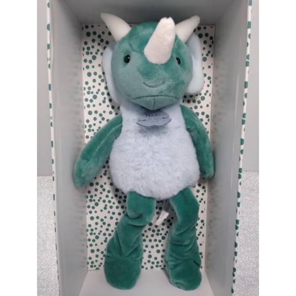 NIB Histoire d'Ours Gree Blue Rhino Plush Lovey Baby Toy